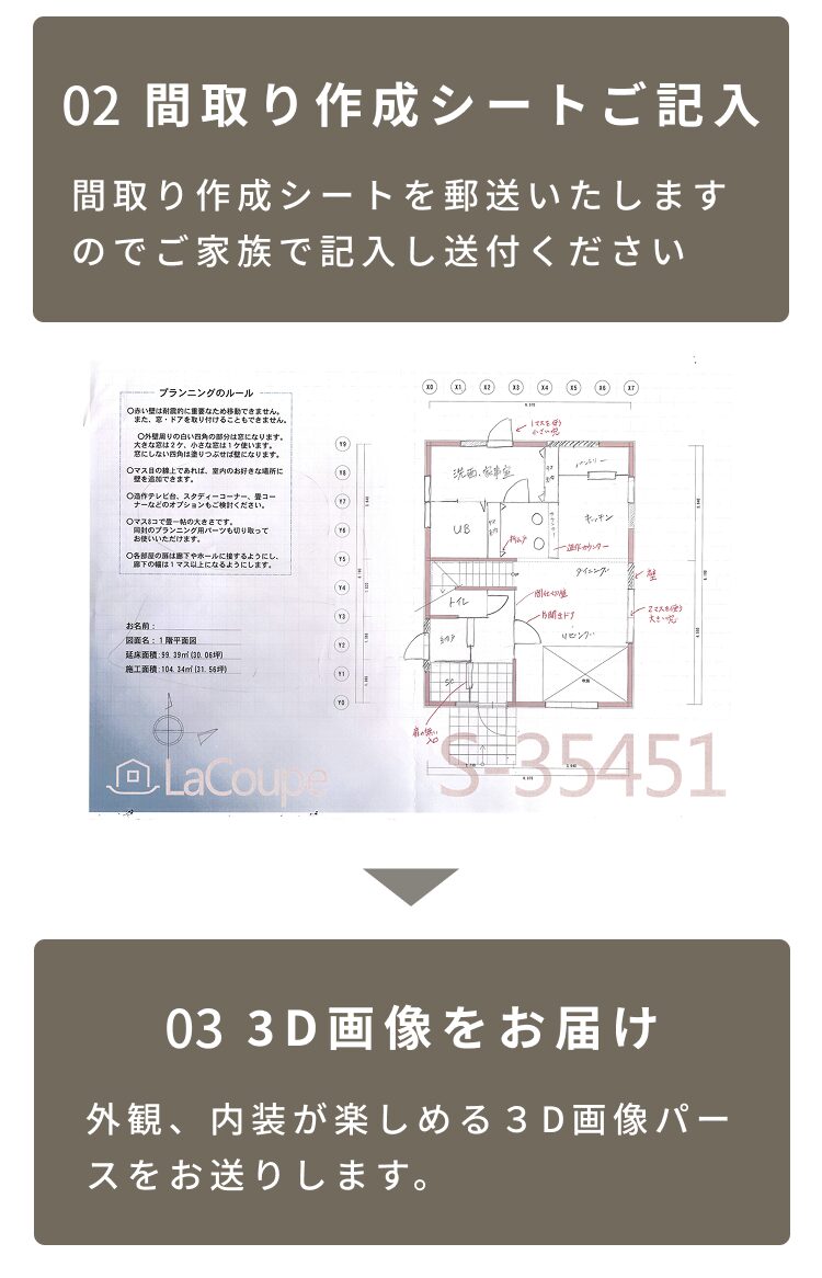 簡単なお絵かきでオリジナルな間取りを造ることができます。